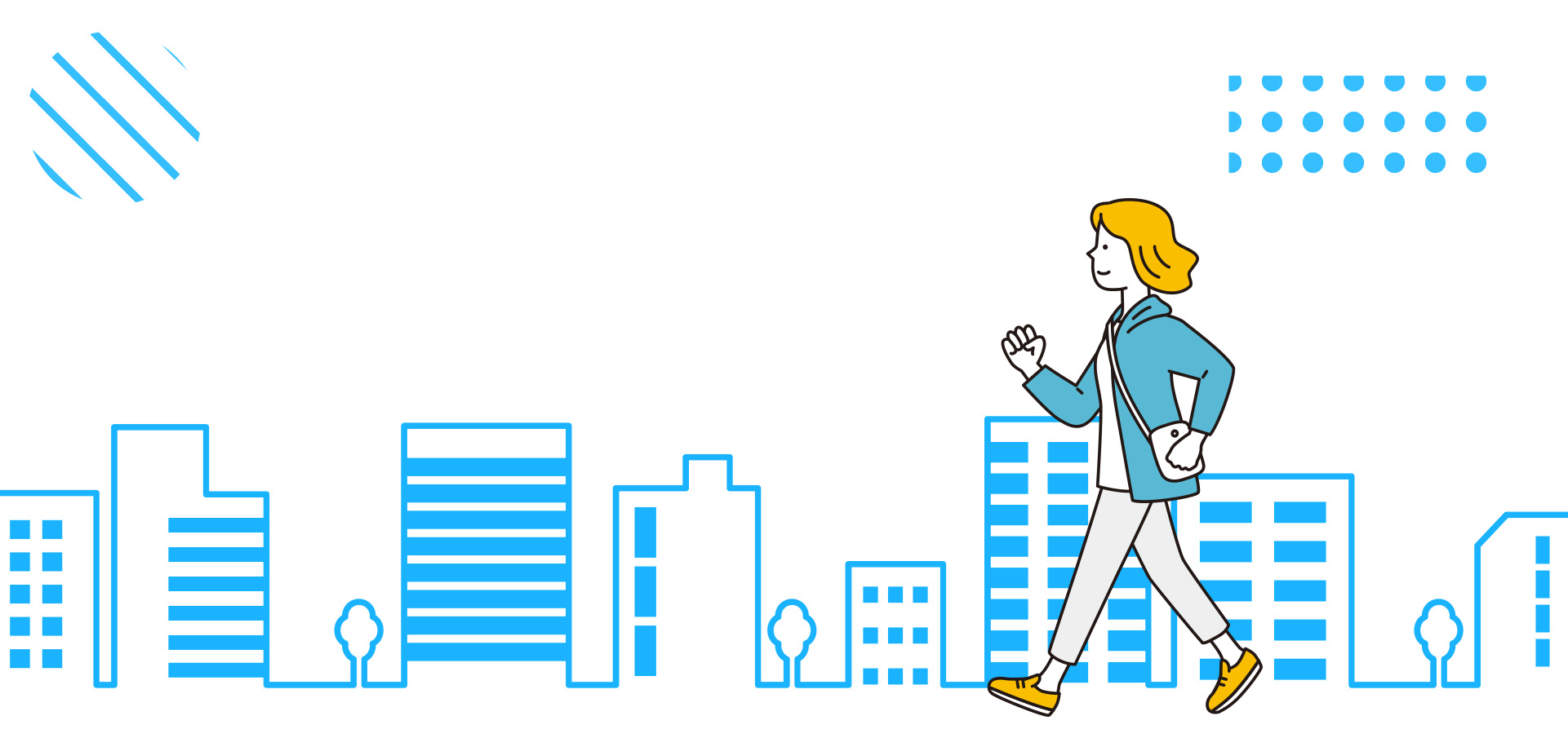 Illustration of a woman walking in the city